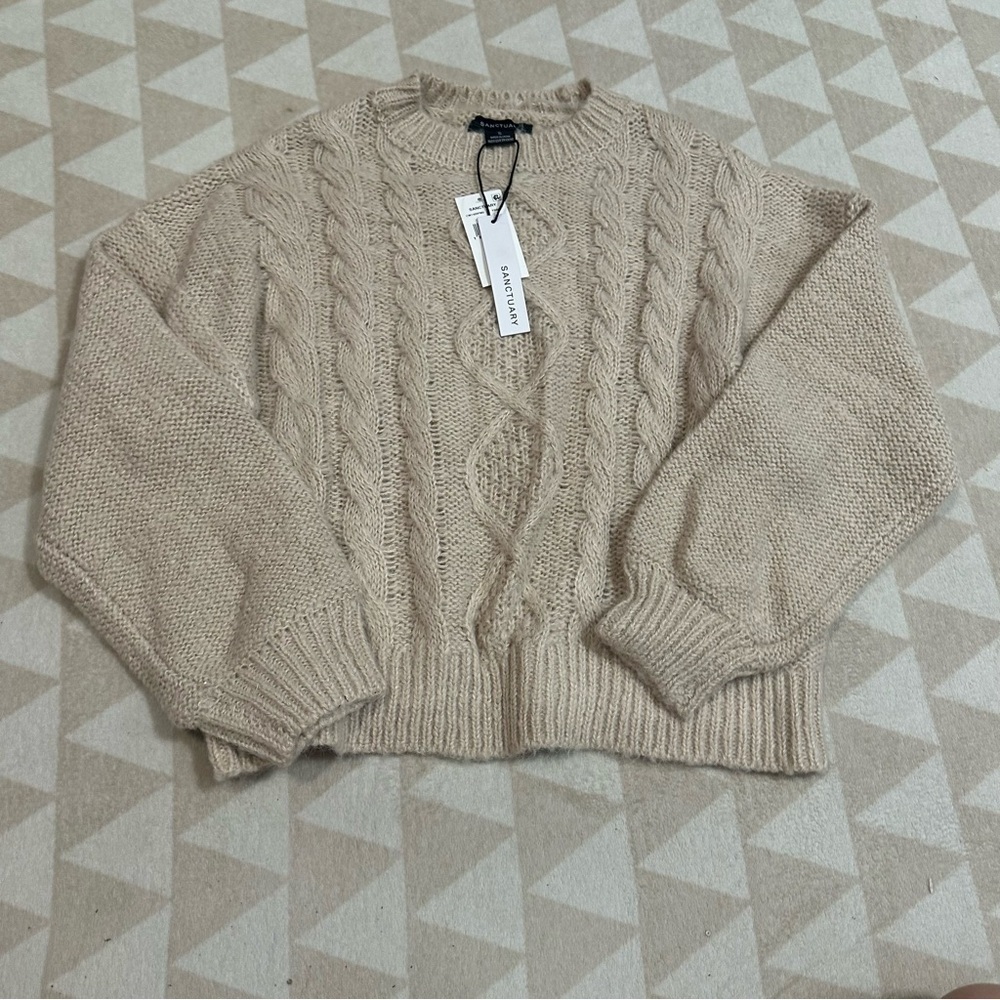 Sanctuary - Cozy Cable Crew Sweater - Frosted Almond